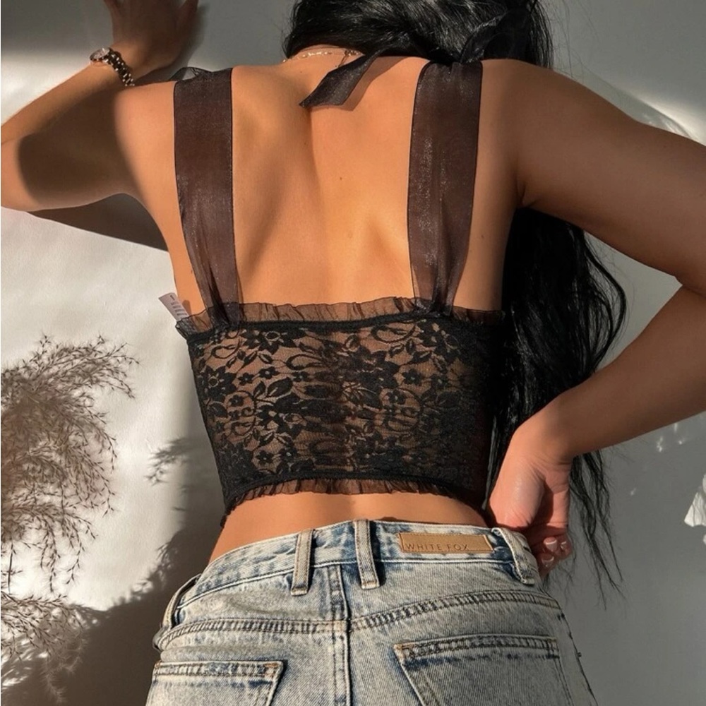 Black Lace Floral Corset Top New - Picture 5 of 12
